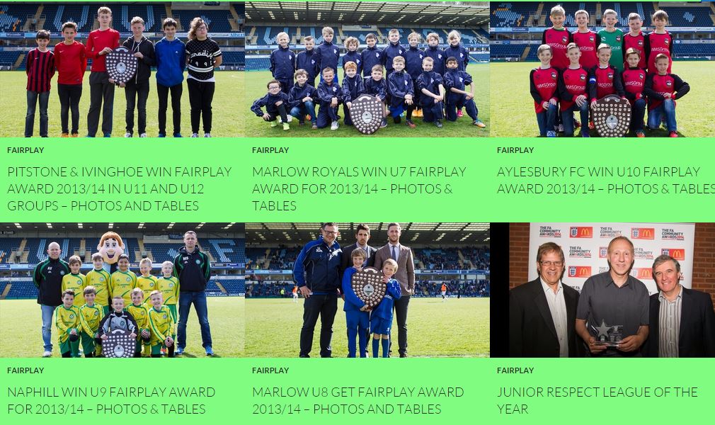 Wycombe Wanderers FC sponsored the South Bucks Mini Soccer Conference FairPlay Award with a ceremony on the pitch and tickets to one of its matches for the entire winning team from each age group. 